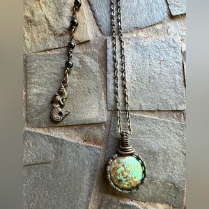 Mermaid wire wrapped necklace turquoise mermaid NEW